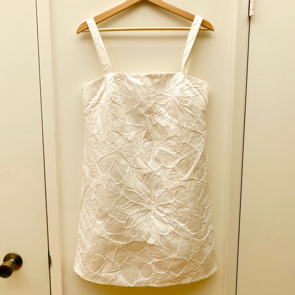 J.CREW White Embossed Convertible Strap Dress